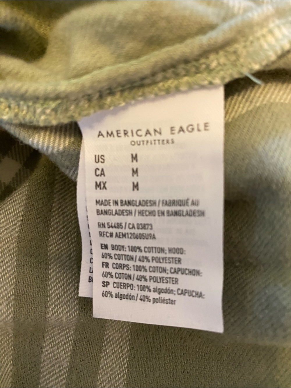 American Eagle Outfitters Sage Green Plaid Button Hoodie Shirt - Picture 8 of 9